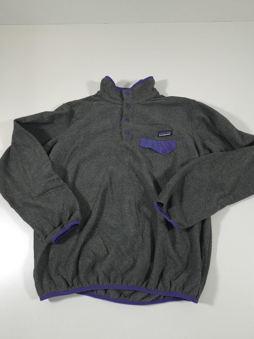 Patagonia Synchilla Snap-T Womens Medium Gray Purple Fleece Pullover FLAW